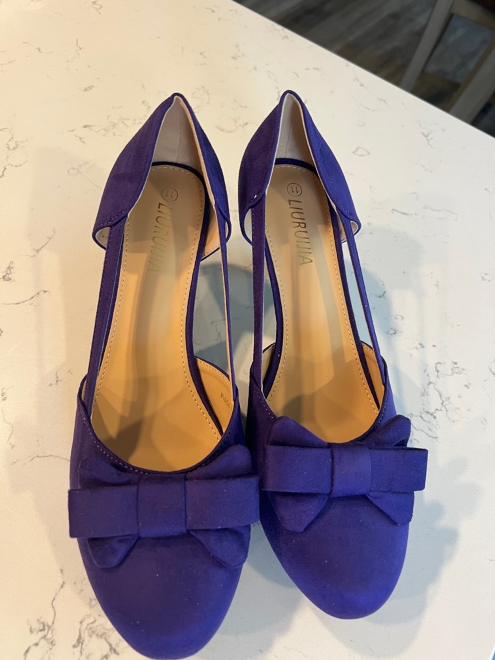 Purple Bow D'Orsay Heels